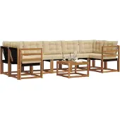 vidaXL Buiten bank set 8 st Natuurlijk en Beige