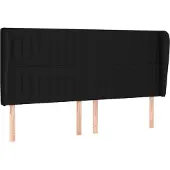 vidaXL Hoofdbord met randen 183x23x118/128 cm stof zwart