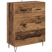 vidaXL Highboard 2 st Oudhout 69,5 x 34 x 180 cm Bewerkt hout