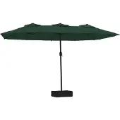 vidaXL Parasol dubbel dak met LED 449x265 cm groen