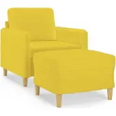 vidaXL Fauteuil met voetenbank 60 cm stof lichtgeel