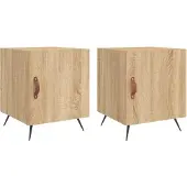 vidaXL Nachtkastjes 2 st 40x40x50 cm bewerkt hout sonoma eikenkleurig