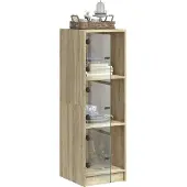 vidaXL Hoge kast met glazen deuren 35x37x109 cm sonoma eikenkleurig