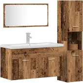 vidaXL 3-delige Badkamermeubelset bewerkt hout oud houtkleurig