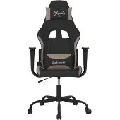 vidaXL Massage gamestoel stof zwart en taupe