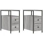 vidaXL Nachtkastjes 2 st 30x60x60 cm bewerkt hout grijs sonoma eiken