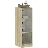 vidaXL Hoge kast met glazen deuren 35x37x109 cm sonoma eikenkleurig