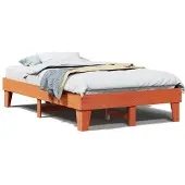 vidaXL Bedframe zonder matras massief grenenhout wasbruin 135x190 cm
