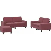 vidaXL 3-delige Loungeset stof wijnrood
