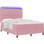 vidaXL LED Box Spring Bed met hoofdeinde Roze 160 x 200 cm Fluweel