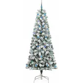 vidaXL Kunstmatige Hinged Kerstboom met 300 LED Groen en Wit 240 cm