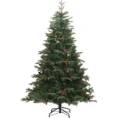 vidaXL Kunstkerstboom Groen 210 cm PVC en Metaal en Plastic