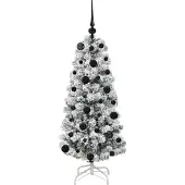 vidaXL Kunstmatige Hinged Kerstboom met 150 LED Groen en Wit 120 cm