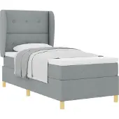 vidaXL Boxspring bed met hoofdeinde Lichtgrijs 190 x 90 cm Stof