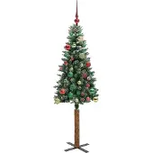 vidaXL Slanke Kerstboom Groen 150 cm PVC en massief dennenhout