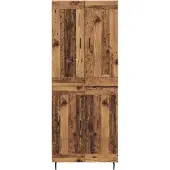 vidaXL Highboard 2 st Oudhout 69,5 x 34 x 180 cm Bewerkt hout