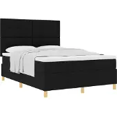 vidaXL Boxspring bed met hoofdeinde Zwart 160 x 200 cm Stof