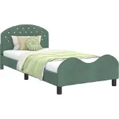 vidaXL Kinderbedframe met hoofdeinde, marien, 90 x 190 cm, fluweel