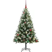 vidaXL Kunstmatige Scharnierende Kerstboom met Gevlokte Sneeuw Warmwit