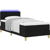 vidaXL LED Box Spring Bed met hoofdeinde Zwart 90 x 190 cm Stof