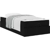 vidaXL Bedframe met matras 2 st Zwart Stof