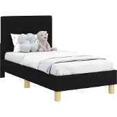 vidaXL Peuterbedframe met hoofdboard Zwart 70 x 140 cm Stof