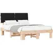 vidaXL Bedframe met Gevoerde Hoofdbord Zwart 150 x 200 cm