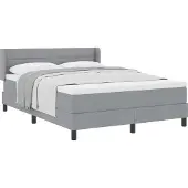 vidaXL Boxspring bed met hoofdeinde Lichtgrijs 190 x 140 cm Stof