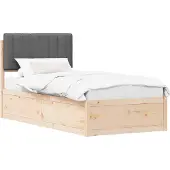 vidaXL Bedframe met Gevoerde Hoofdbord Donkergrijs 90 x 190 cm