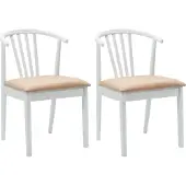 vidaXL Eetkamerstoel 2 st Massief Rubberhout Wit en Bruin