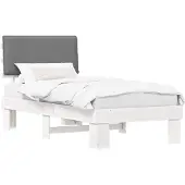 vidaXL Bedframe met Gevoerde Hoofdbord Lichtgrijs 90 x 190 cm