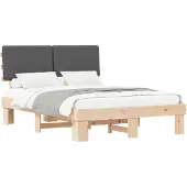 vidaXL Bedframe met Gevoerde Hoofdbord Donkergrijs 150 x 200 cm