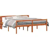 vidaXL Bedframe met plank met opslag 2 st Wasbruin Massief Vurenhout