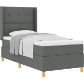 vidaXL Boxspring bed met hoofdeinde Donkergrijs 90 x 200 cm Stof