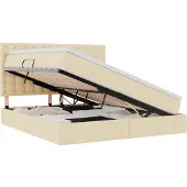 vidaXL Opslag bed met matras met hoofdeinde Crème 180 x 200 cm Stof