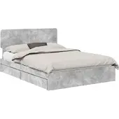 vidaXL Opbergbed met lade Beton Grijs 150 x 200 cm Bewerkt hout
