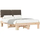 vidaXL Bedframe met Gevoerde Hoofdbord Taupe 150 x 200 cm
