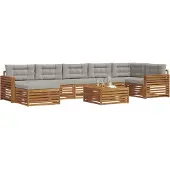 vidaXL Buiten bank set 8 st Natuurlijk en Licht Grijs