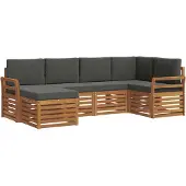 vidaXL Buiten bank set 6 st Natuurlijk en Antraciet Polyester