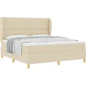 vidaXL Boxspring bed met hoofdeinde Crème 200 x 180 cm Stof