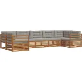 vidaXL Buiten bank set 7 st Natuurlijk en Licht Grijs