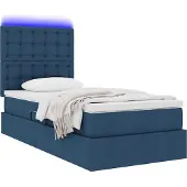 vidaXL LED opbergbed met matras Blauw 100 x 200 cm Stof