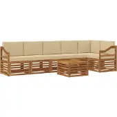 vidaXL Buiten bank set 7 st Natuurlijk en Beige Polyester