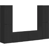 vidaXL Tv-meubelset 6 pcs Zwart Bewerkt hout