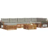 vidaXL Buiten bank set 8 st Natuurlijk en Licht Grijs