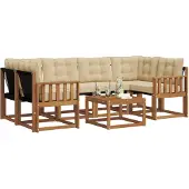 vidaXL Buiten bank set 7 st Natuurlijk en Beige