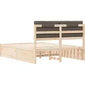 vidaXL Bedframe met Gevoerde Hoofdbord Taupe 135 x 190 cm