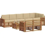 vidaXL Buiten bank set 9 st Natuurlijk en Beige Polyester