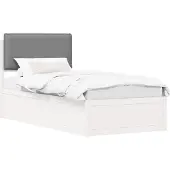 vidaXL Bedframe met Gevoerde Hoofdbord Lichtgrijs 90 x 190 cm