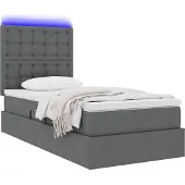 vidaXL LED opbergbed met matras Donkergrijs 90 x 200 cm Stof